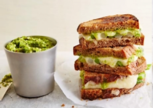 Recipe grilled Swiss cheese sandwich & asparagus