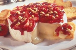 Baked Brie with strawberry topping